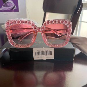 Meetsun Elton Square Rhinestone Sunglasses Oversized Diamond Bling Bling Glasses